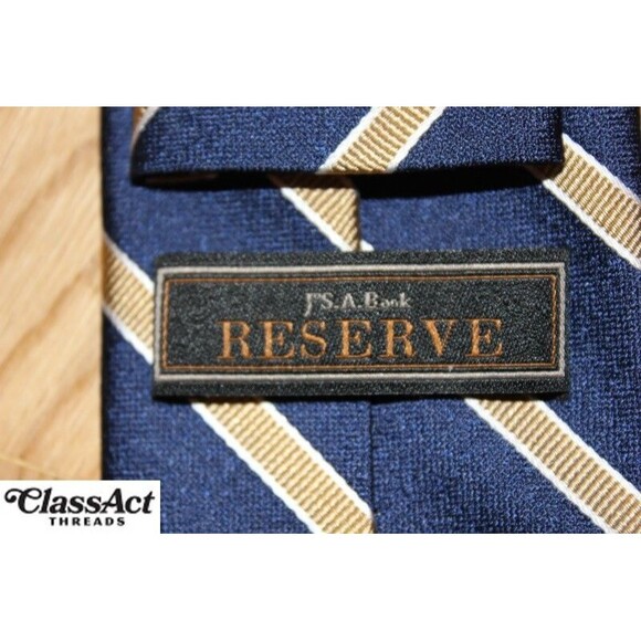 JOS. A. BANK Reserve Men's 100% Silk  Necktie STRIPED Blue 3" Wide - Picture 2 of 5